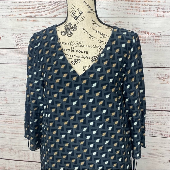 Lafayette 148 New York Ana Grace drop waist gliding‎ Geo print size medium Dress - Picture 2 of 11